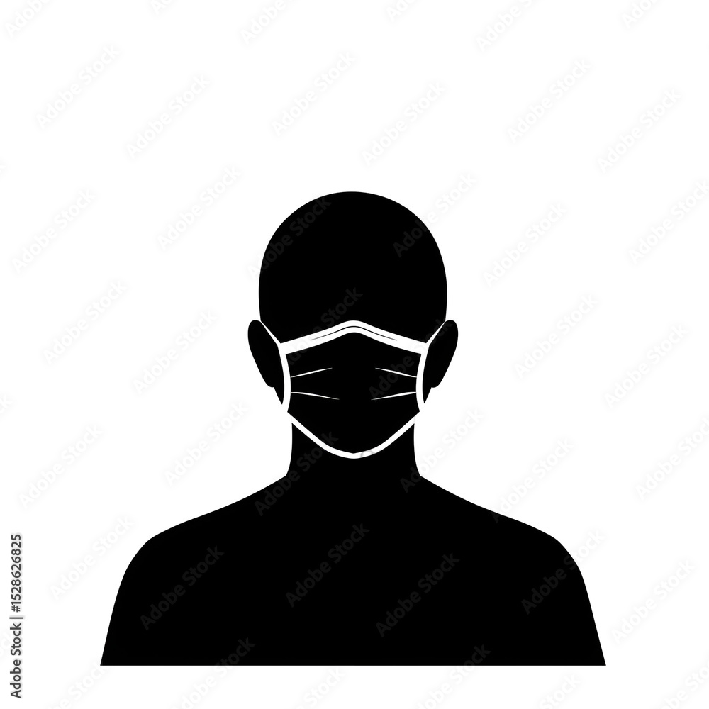 Silhouette Face Mask Illustration Silhouette Face Mask Illustration
