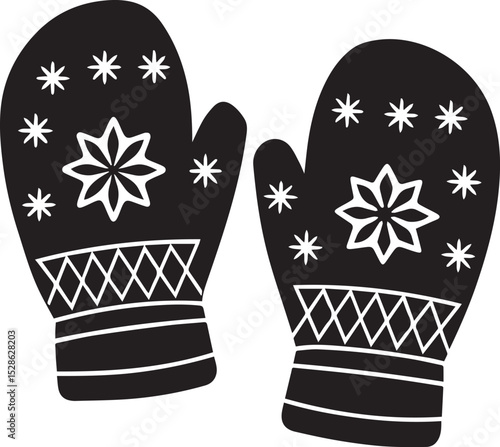 mittens vector illustration, mittens clipart, mittens ion, mittens silhouette vector icon black and white
