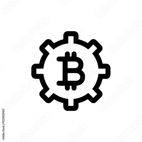 Gear icon with Bitcoin logo symbolizing cryptocurrency settings, blockchain configuration, or crypto system management