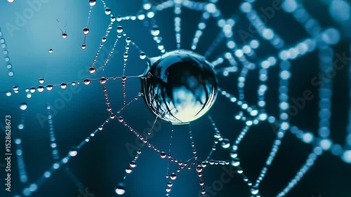 Water drop in spider web