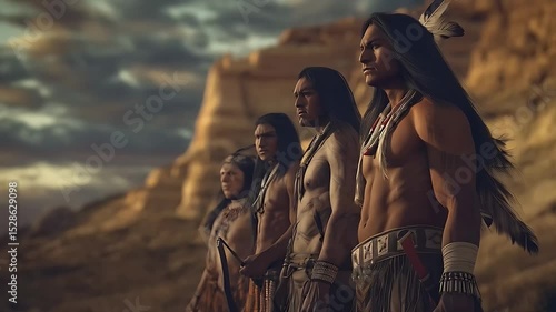 Confident native american people standing in mountain