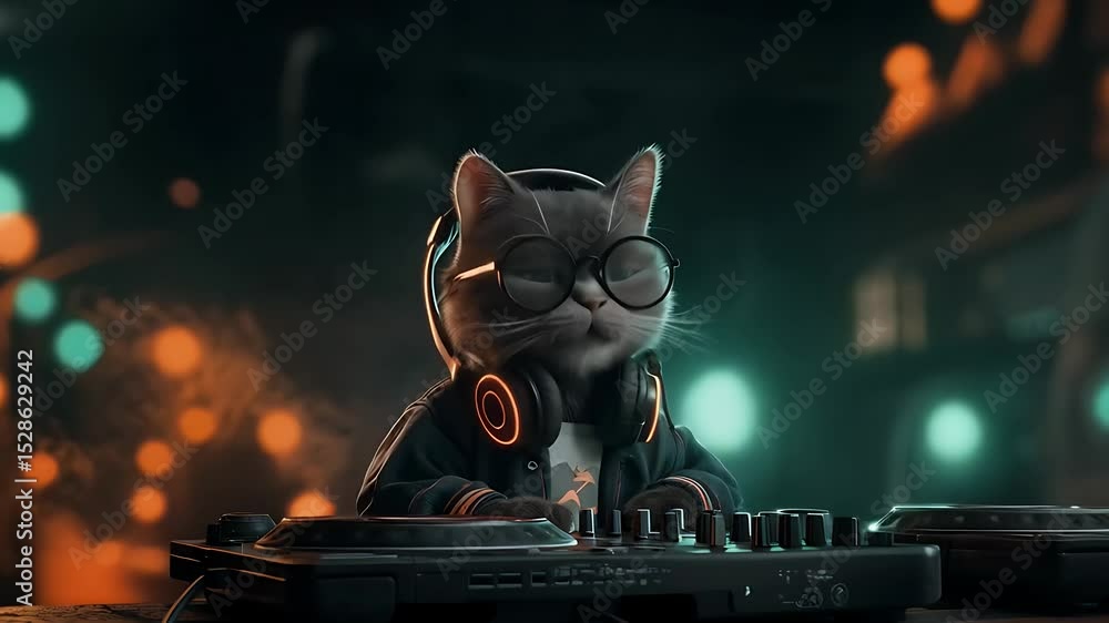 Cool DJ Cat making music