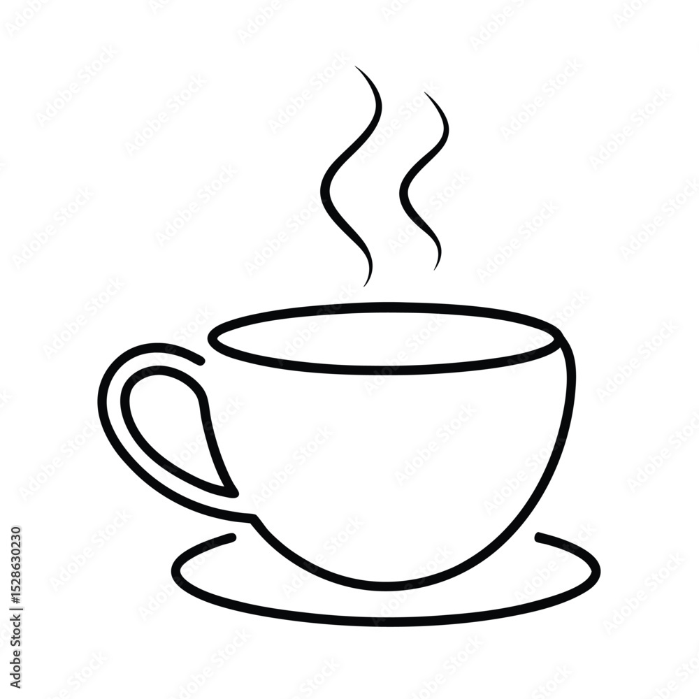 Hot coffee cup line drawing simple illustration Hot coffee cup line drawing simple illustration