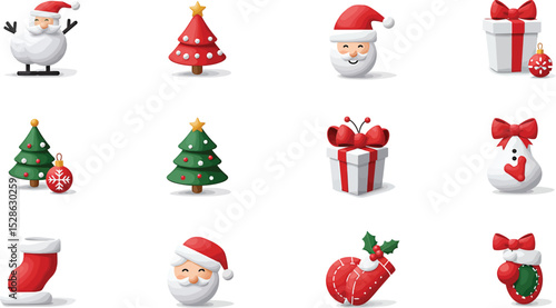 Playful christmas characters and holiday symbols