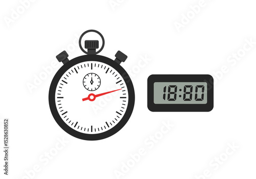 Two timers one analog stopwatch and a digital timer showing 1880