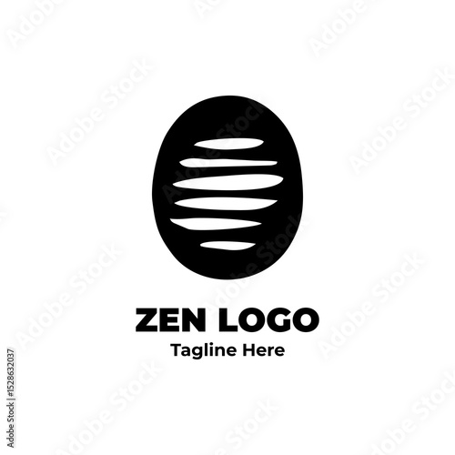 Zen logo, peaceful enso, brushstroke circle, spiritual abstract art, minimalist design symbol for mental clarity, health identity, and mindful branding