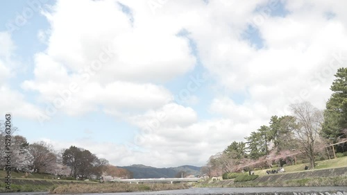 京都　加茂川　川の流れ