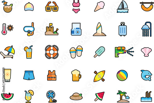 Icon collection of summer vacation