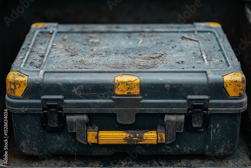 Dirty Toolbox with Heavy-Duty Tools for Construction and Maintenance - Weathered Industrial Equipment for Worksites and Home Improvement