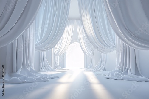 Elegant Curtains with Natural Light in a Serene Modern Interior Venue