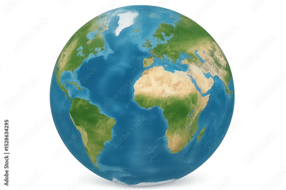 Fototapeta premium Photorealistic 3d rendering of planet earth rotating, featuring continents like europe, africa, and america, isolated on a transparent background
