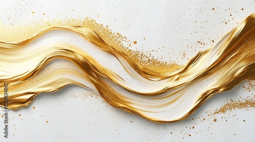 ゴールドウェーブが流れる現代風ミニマルアート
