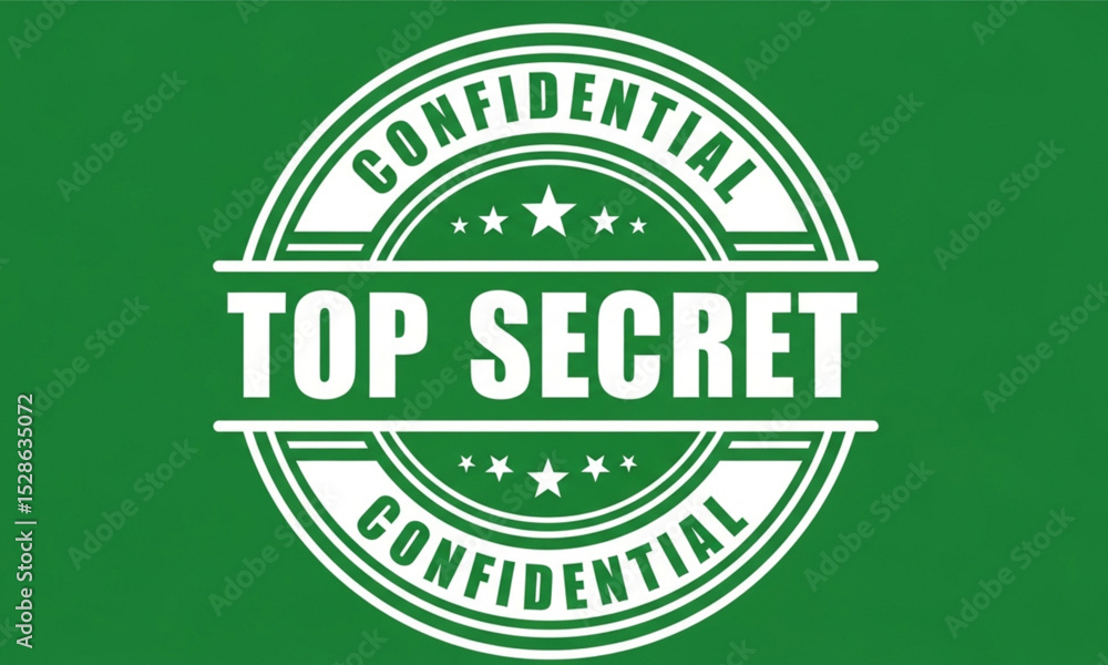 Obraz premium Top Secret Confidential Grunge Stamp Vector Isolated on Green Background