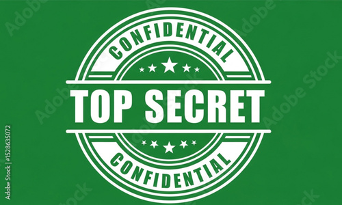Top Secret Confidential Grunge Stamp Vector Isolated on Green Background