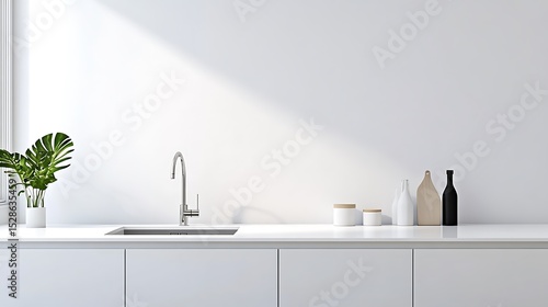 Modern kitchen countertop with a minimalist design.