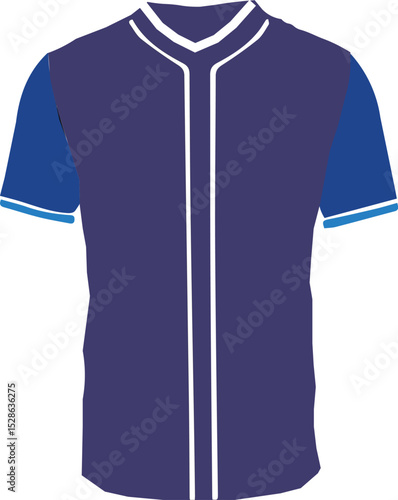 Flat vector illustration of a t-shirt mockup in front view. The design features a two-tone short-sleeve shirt with clean white line accents, perfect for apparel branding, clothing design presentations