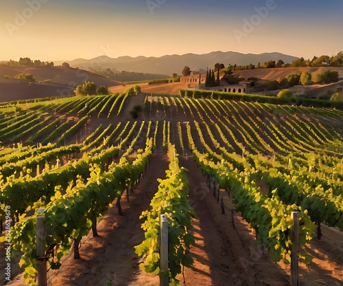 vineyard at sunset