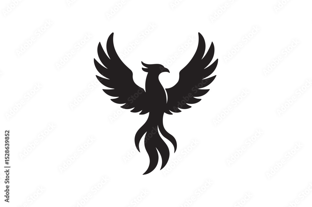 Obraz premium Phoenix Rise silhouette vector with white background