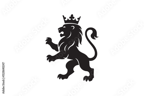 Royal Lion icon silhouette vector with white background