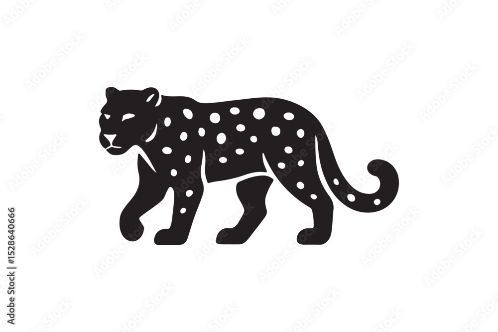 Obraz premium Snow Leopard icon silhouette vector with white background