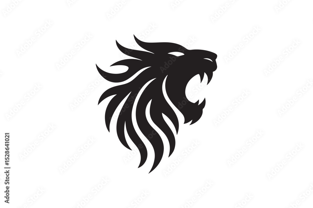 Fototapeta premium Tribal Roar logo icon silhouette vector with white background