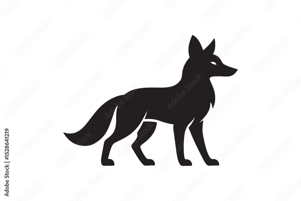 Wild Fox icon silhouette vector with white background Wild Fox icon silhouette vector with white background