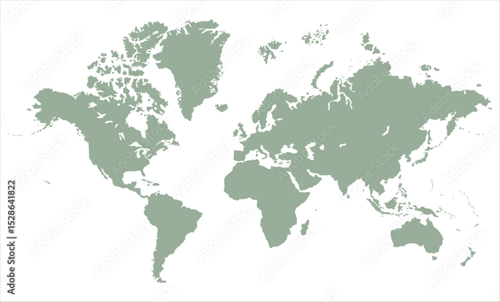 Obraz premium World map accurate scale-08, world map vector image, modern world map, Illustration, eps 10, worldwide, all continents, all countries, worldwide project