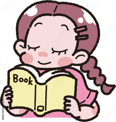 本を読む女の子のイラスト
