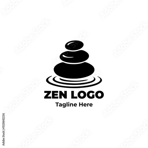Zen logo, peaceful ring, minimal ink brush, calm icon, balance design for healing center, meditation platform, emotional wellness, and clarity branding