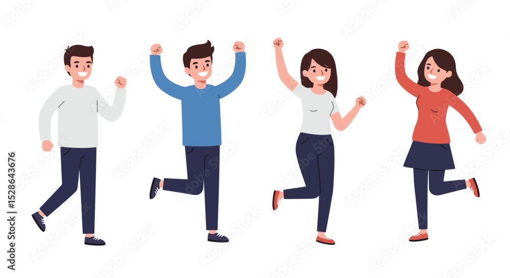 Celebrating Success: Cartoon Characters Expressing Joy and Achievement Celebrating Success: Cartoon Characters Expressing Joy and Achievement