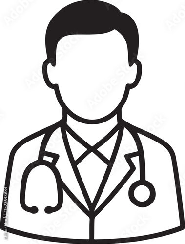 Male physician outline icon line art silhouette man doctor vector illustration