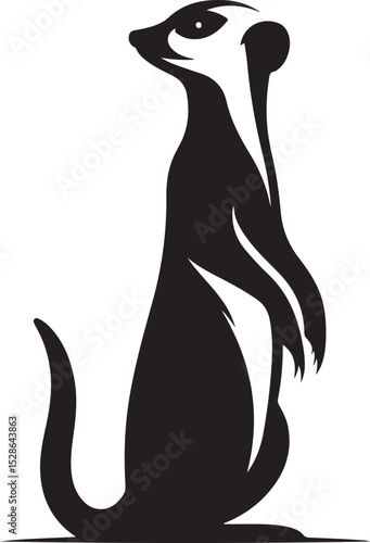 Alert Meerkat Silhouette Vector Illustration