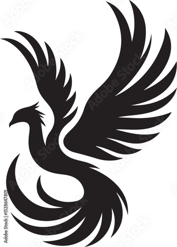 Majestic Phoenix Bird Rebirth Vector Icon