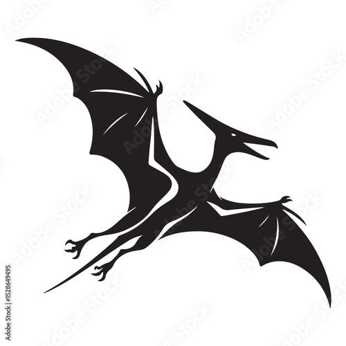 Dynamic Pterodactyl Dinosaur Silhouette Vector
