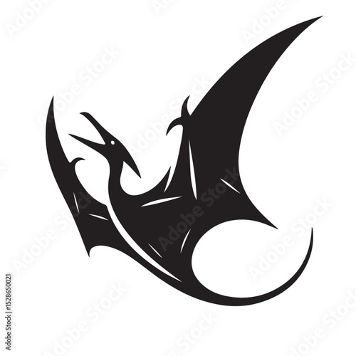 Dynamic Pterodactyl Dinosaur Silhouette Vector