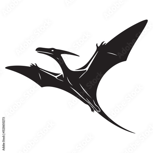 Dynamic Pterodactyl Dinosaur Silhouette Vector