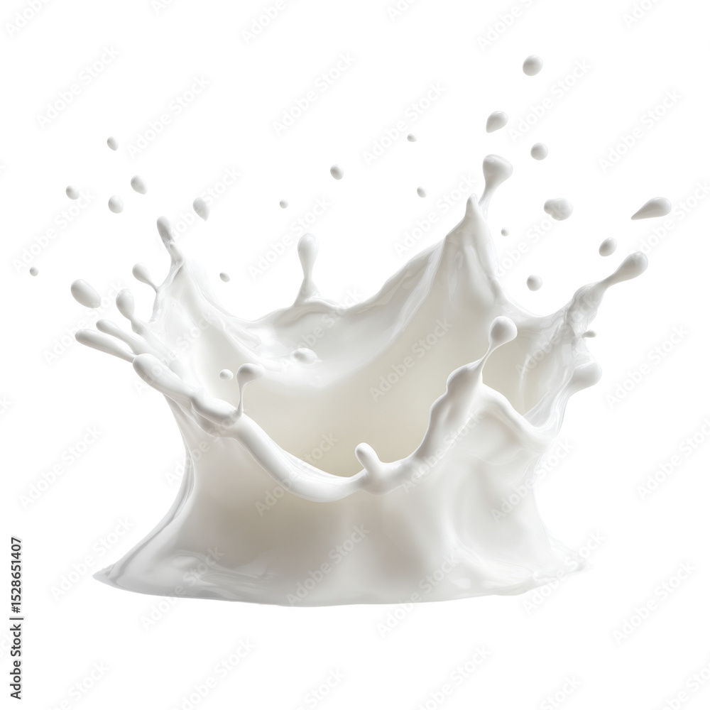 A splash of milk is shown in white and blue A splash of milk is shown in white and blue