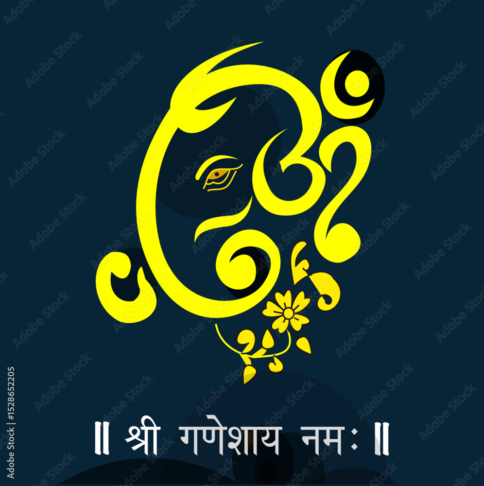 Fototapeta premium Lord Ganesha Vector image, Shree Ganesh ji, Hindu Lord Ganesha artwork, Ganesh Chaturthi festival of India, Lord Ganesha, Abstract, isolated, Religion, hindu, lord ganesha, 