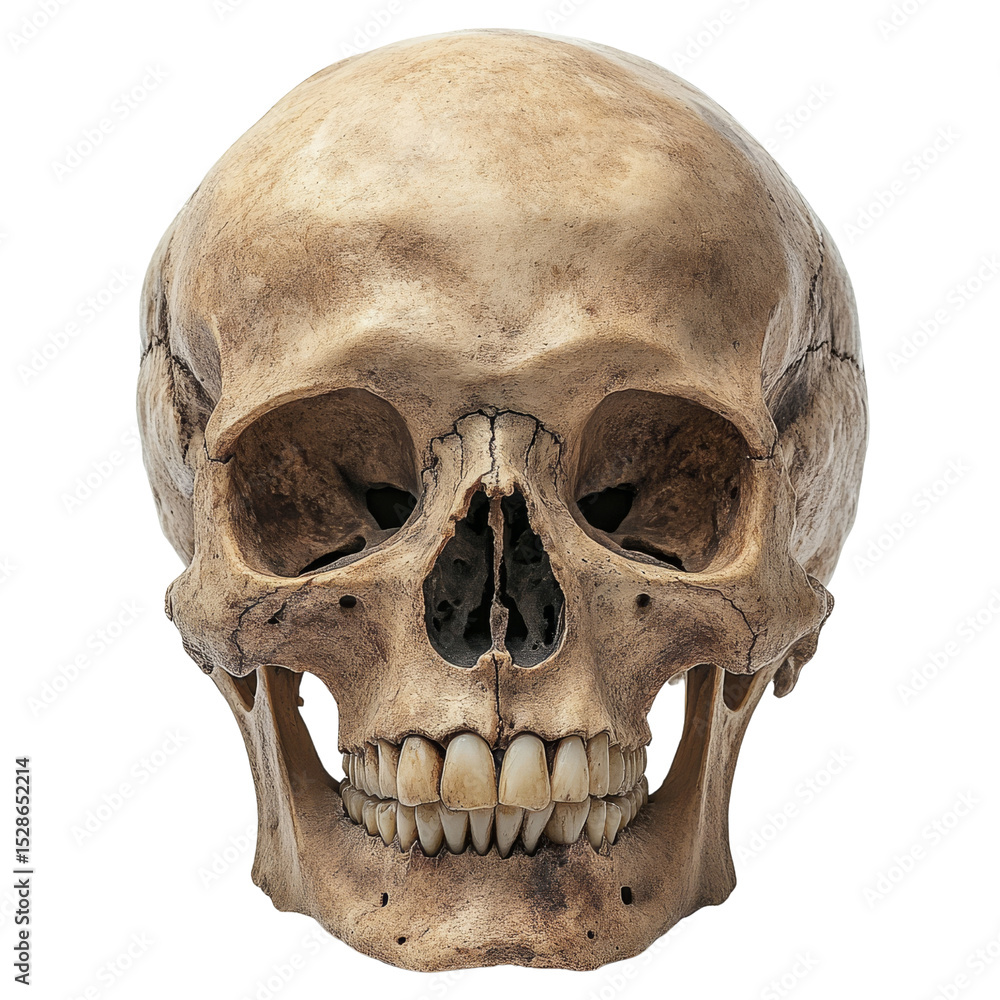 Obraz premium Detailed Anatomical Study of a Human Skull on a stark white background