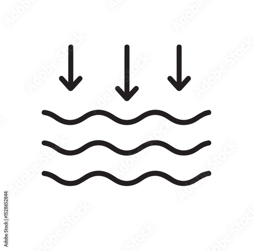 Absorption Icon with Arrows and Wavy Lines in Minimal Style