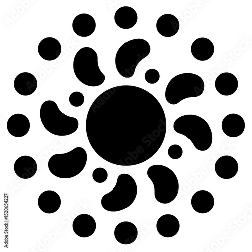 Abstract black and white circular design element
