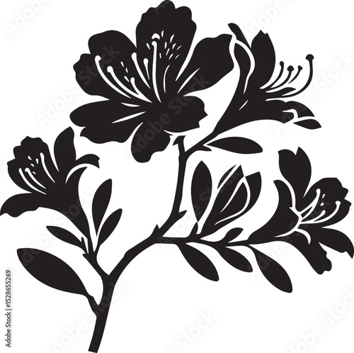 azalea flower vector illustration, azalea flower logo, flower silhouette vector isolated on white background