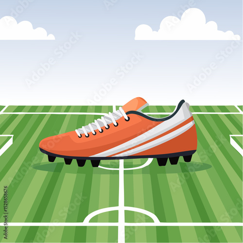 Soccer Cleats on a Lush Green Field  A Vector Illustration