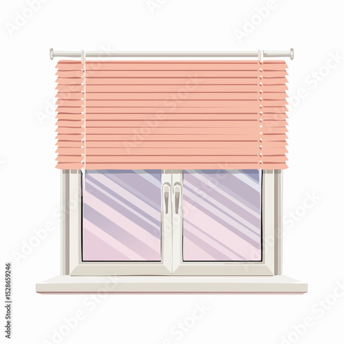 Peach Horizontal Venetian Blinds on a Modern Window