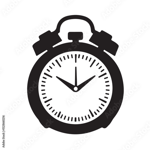 Silhouette of Stopwatch, Vintage Alarm Clock Ringing