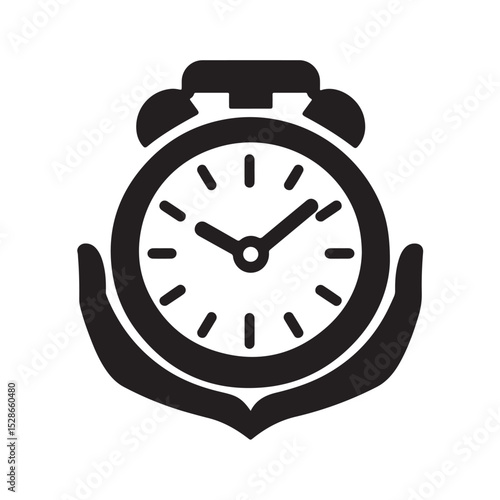 Silhouette of Stopwatch, Vintage Alarm Clock Ringing