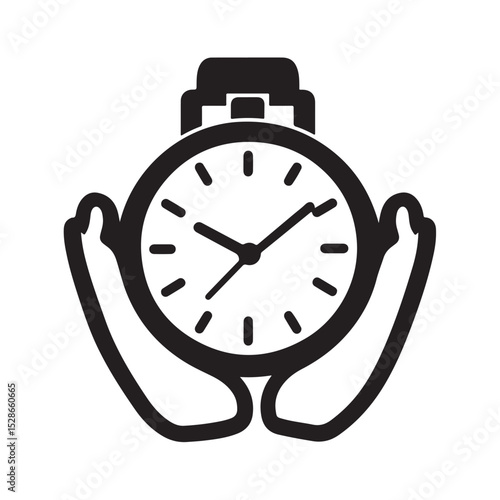 Silhouette of Stopwatch, Vintage Alarm Clock Ringing