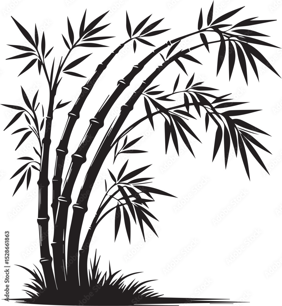 Obraz premium bamboo vector illustration, bamboo logo, bamboo silhouette vector isolated on white background