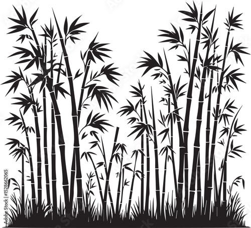 bamboo vector illustration, bamboo logo, bamboo silhouette vector isolated on white background