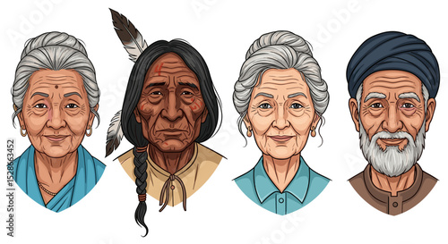 Diverse Elderly People Representing Different Cultures